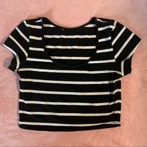 black and white striped croptop
